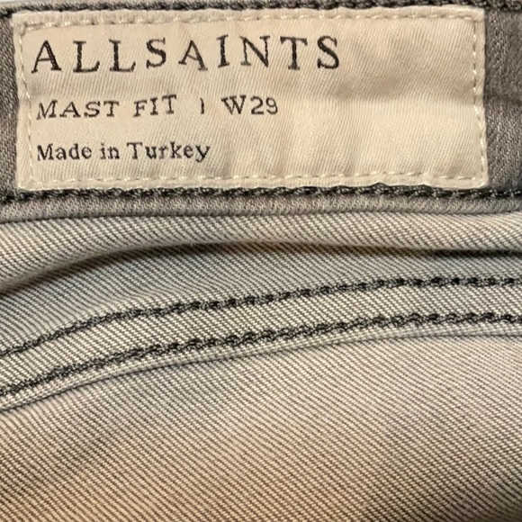 All Saints Mast Low Rise Skinny Fit Gray Jeans Size 29 - Picture 9 of 11